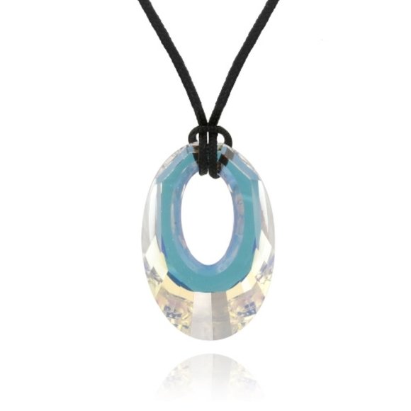 Aurora Borealis Swarovski Element Oval Pendant - Picture 1 of 3